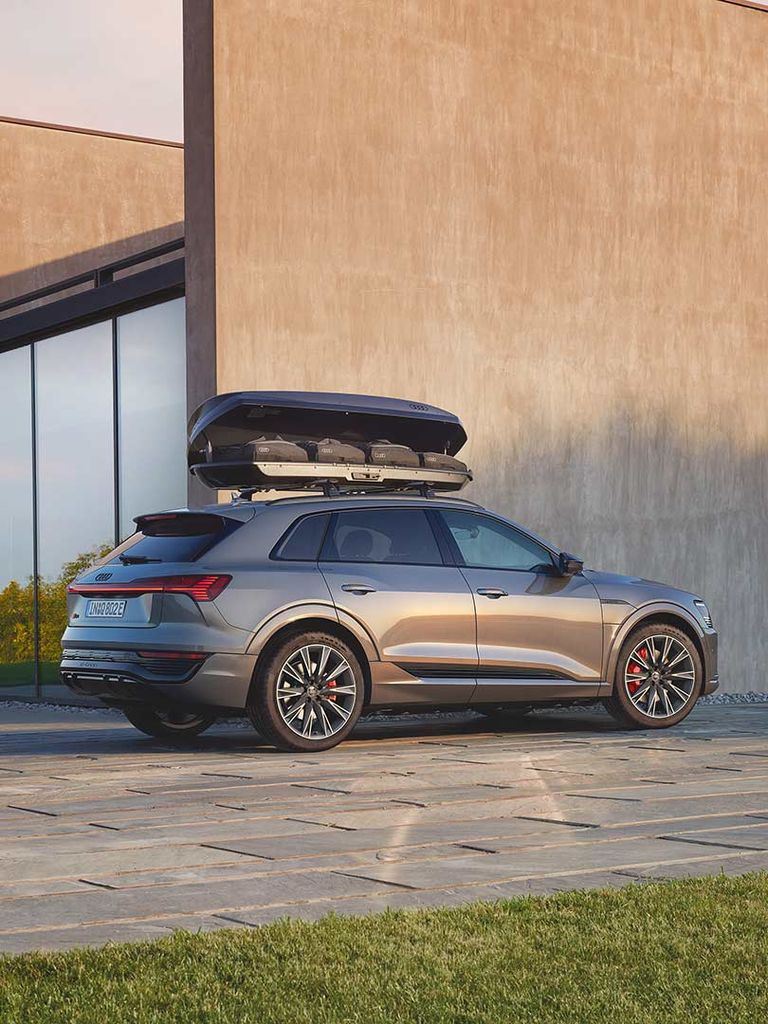 Audi Q8 Sportback e-tron with mounted roof box